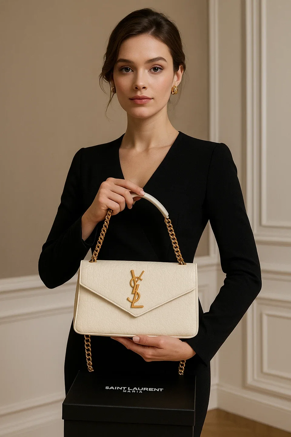 Saint Laurent White Leather Shoulder Bag