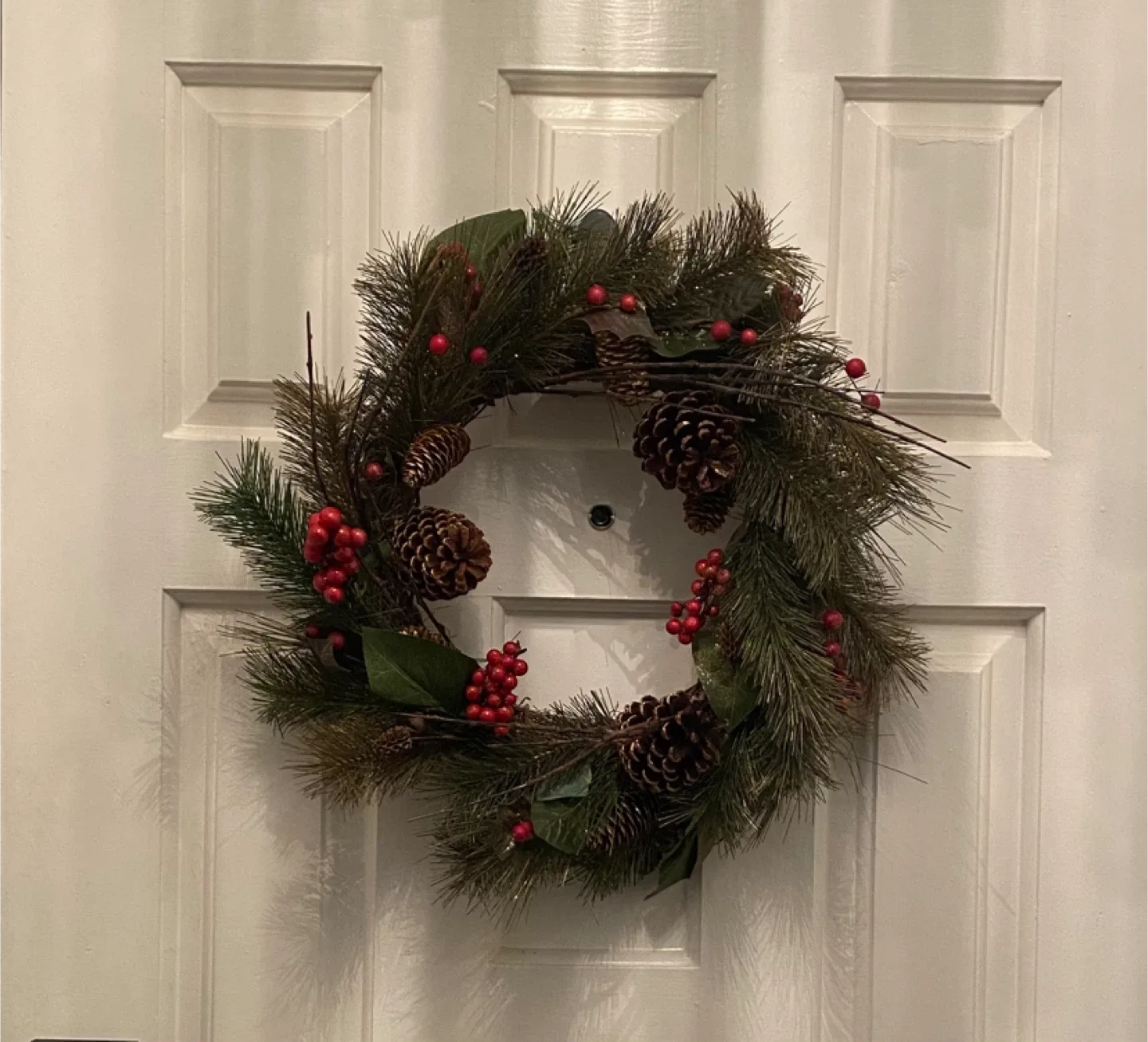 Christmas Wreath with Pinecones & Red Berries