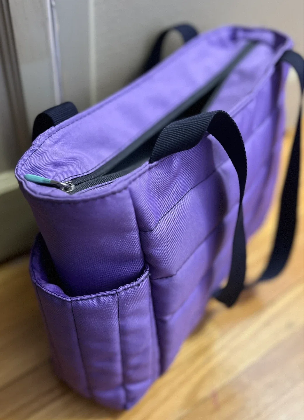 BUILT NY Purple Quilted Tote Bag