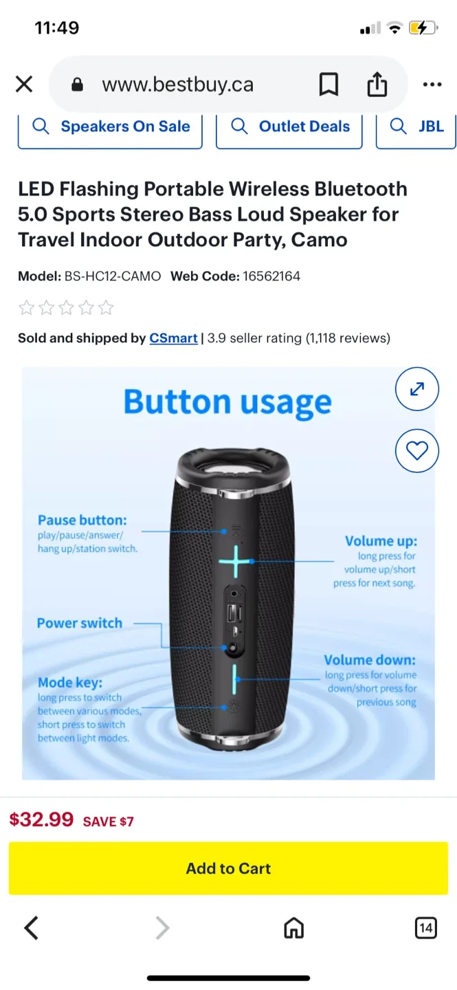 RECRSI Camo Bluetooth 5.0 Sports Stereo Speaker image indicator(9)