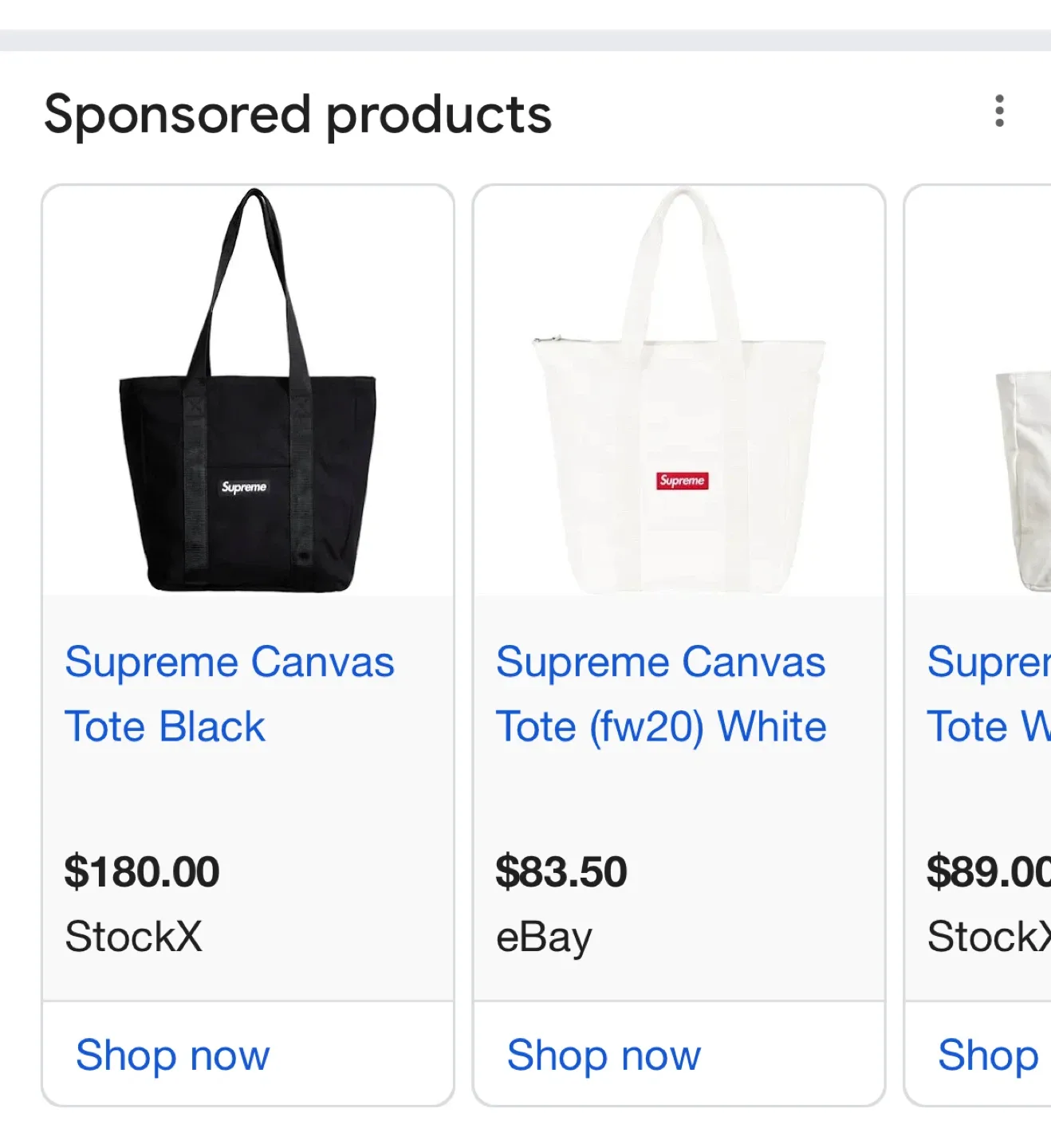 Supreme FW20 Canvas Tote black image indicator(3)