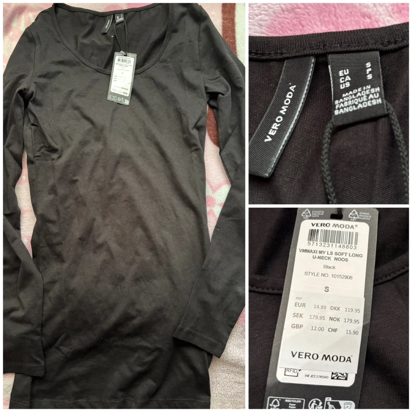 (VERO MODA) Black Long Sleeve Top - Size Women Small