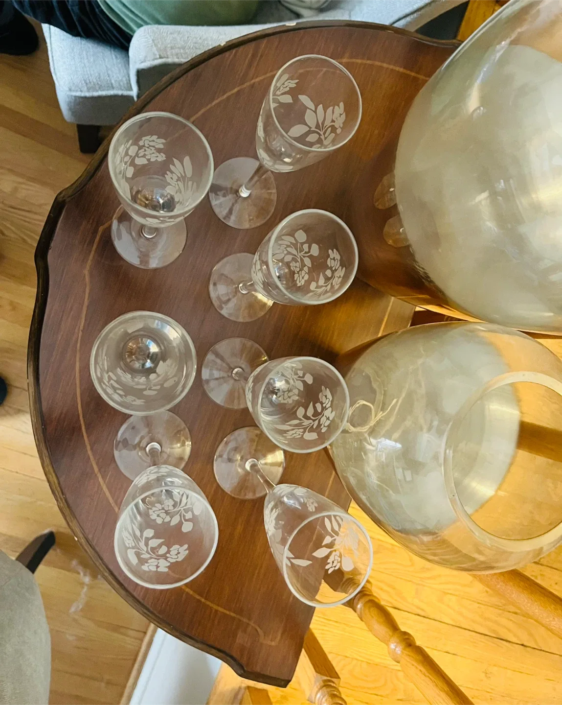 Etched Floral Champagne Flutes (Set of 6 plus one) image indicator(4)