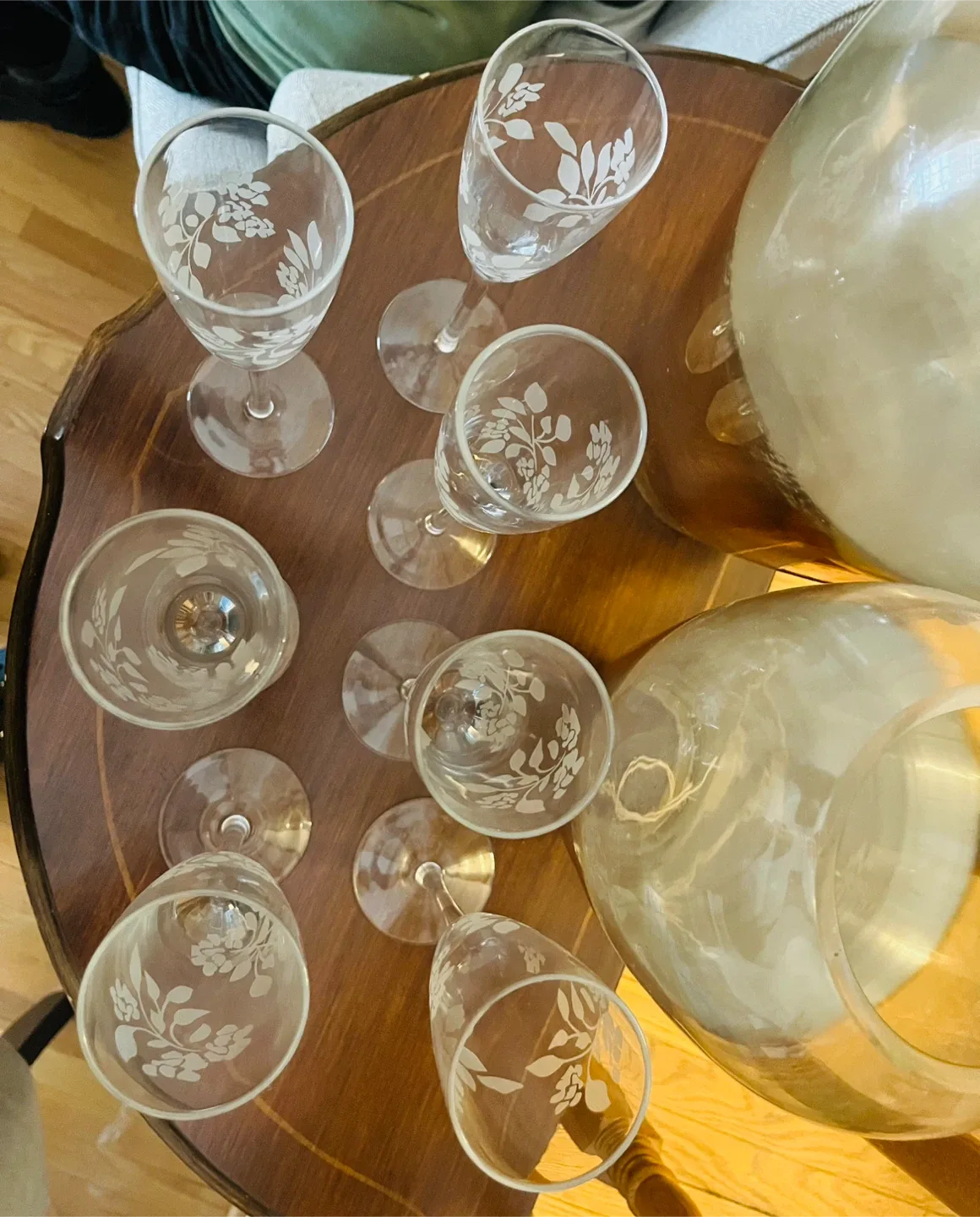 Etched Floral Champagne Flutes (Set of 6 plus one) image indicator(3)