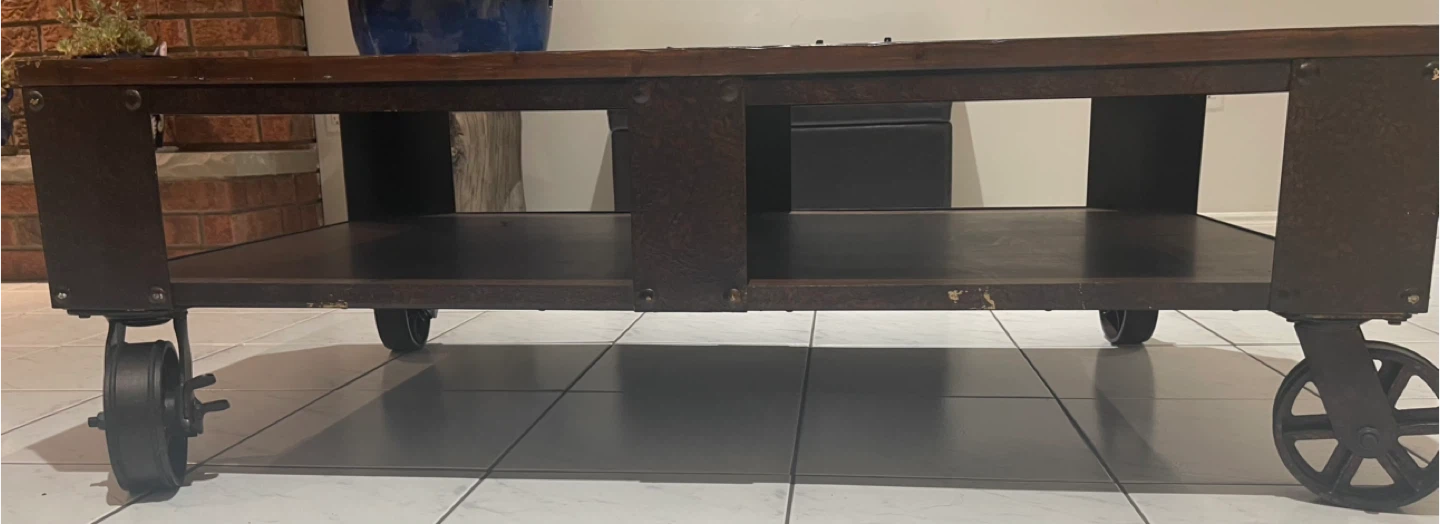 Rustic Wood Coffee Table with Wheels - photo 5