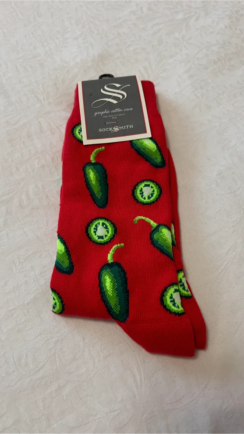 New! Mens Jalapeño Pepper Crew Socks