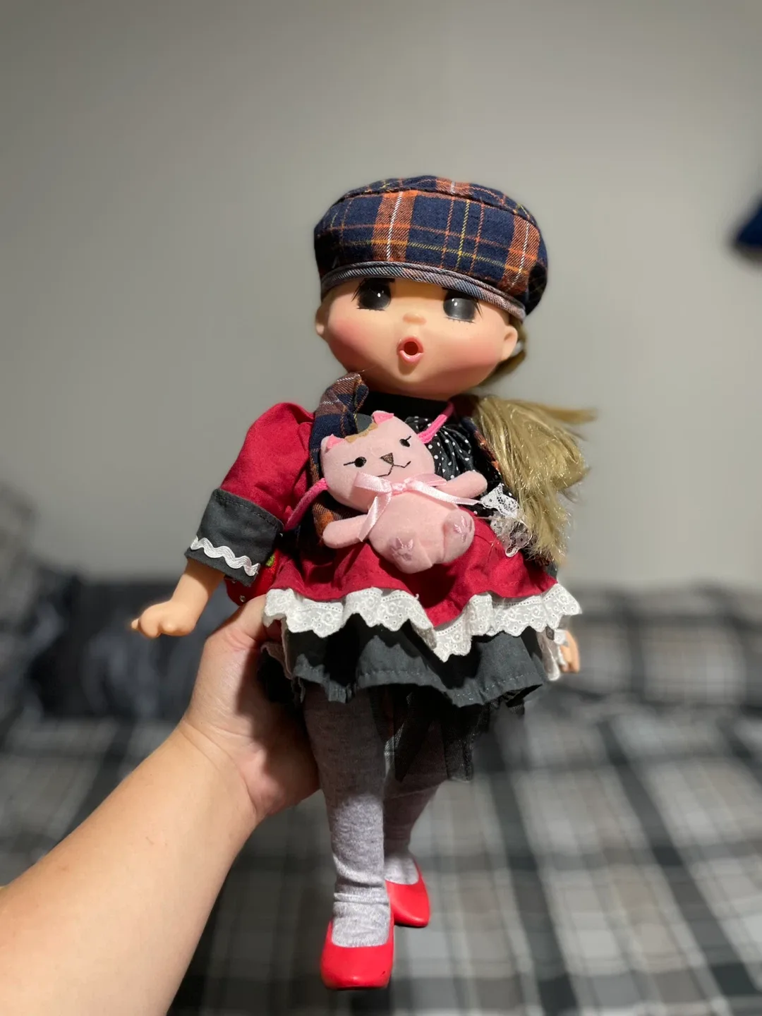 Cute Fashion Doll with Plaid Hat- AKIBA GIRL