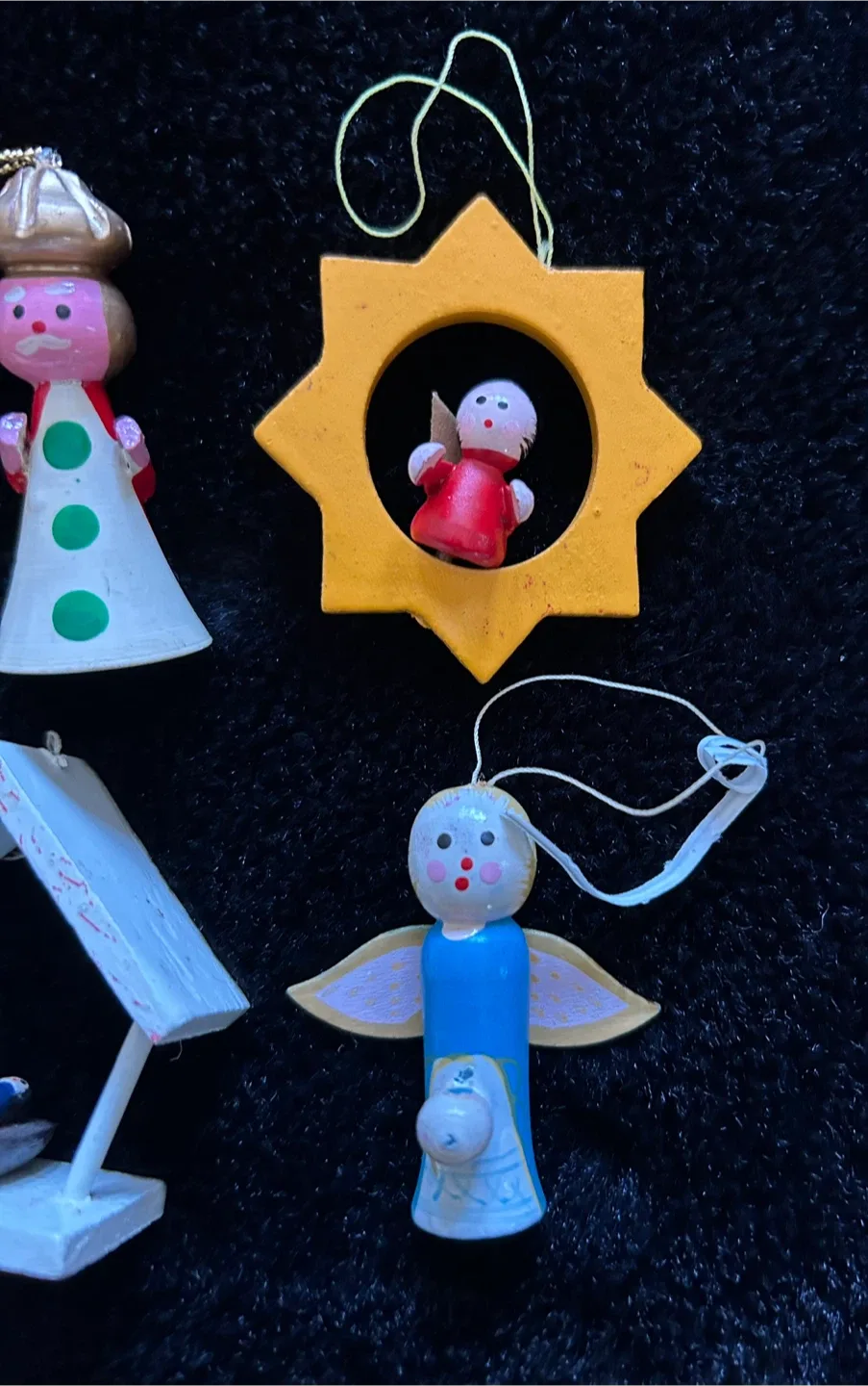 $10  Wood Vintage 7 lot  Christmas Ornaments Miniature bulbs image indicator(3)