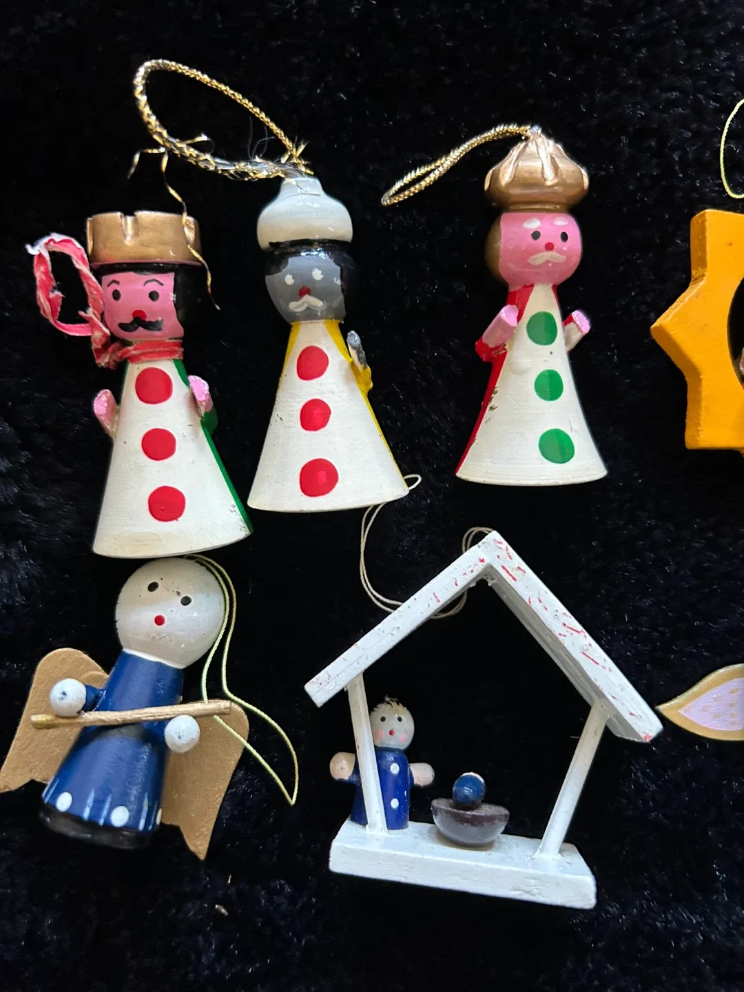 $10  Wood Vintage 7 lot  Christmas Ornaments Miniature bulbs image indicator(6)