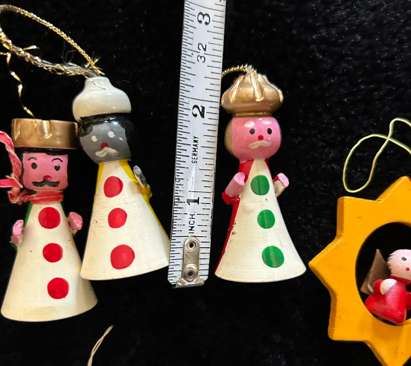 $10  Wood Vintage 7 lot  Christmas Ornaments Miniature bulbs image indicator(8)