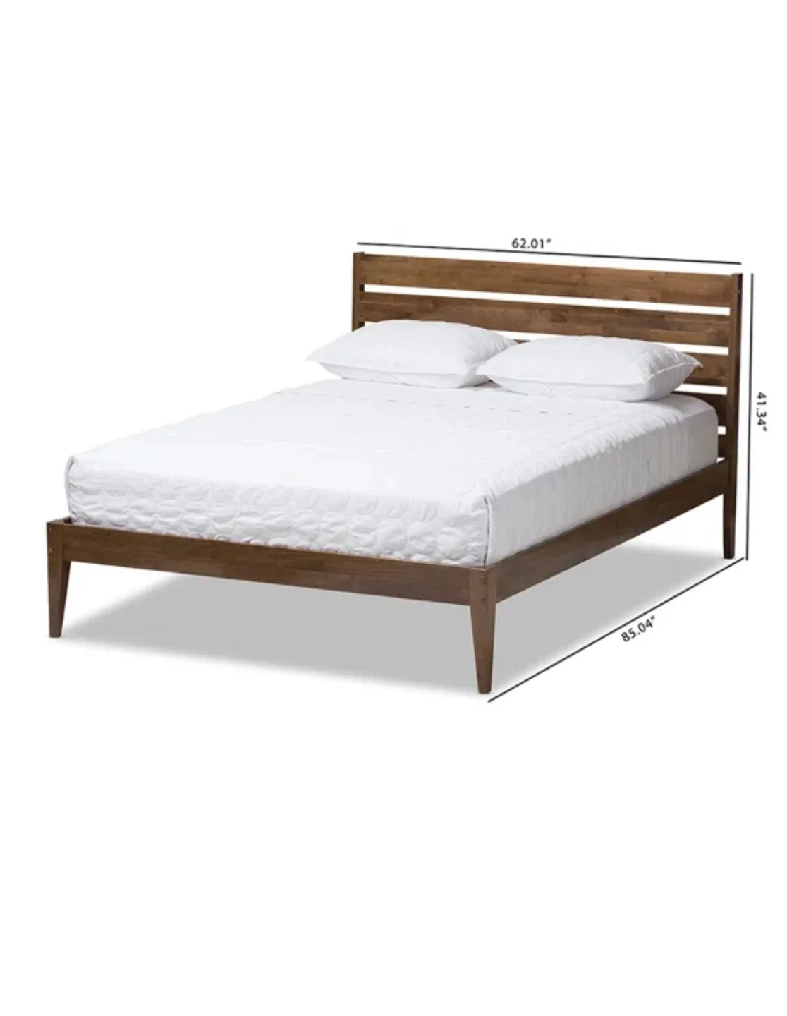 Mid-Century Modern Wooden Platform Bed