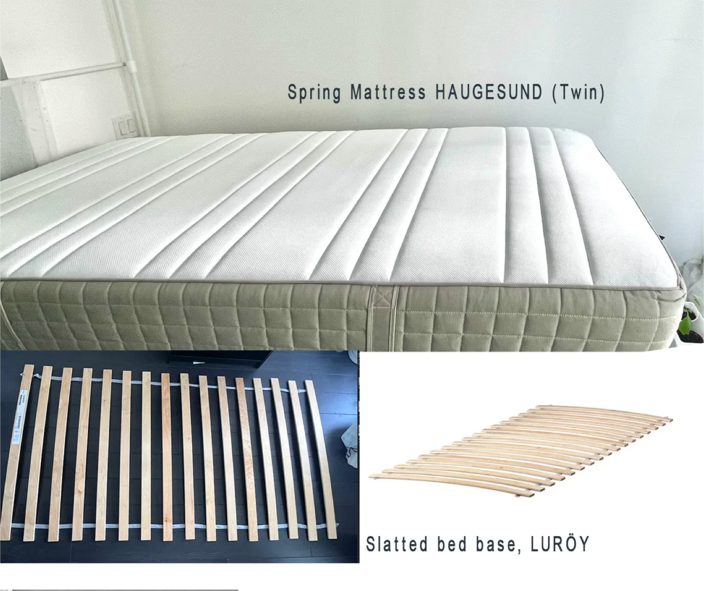 All; Mattress + Slatted bed base + 3sheets +waterproof protector