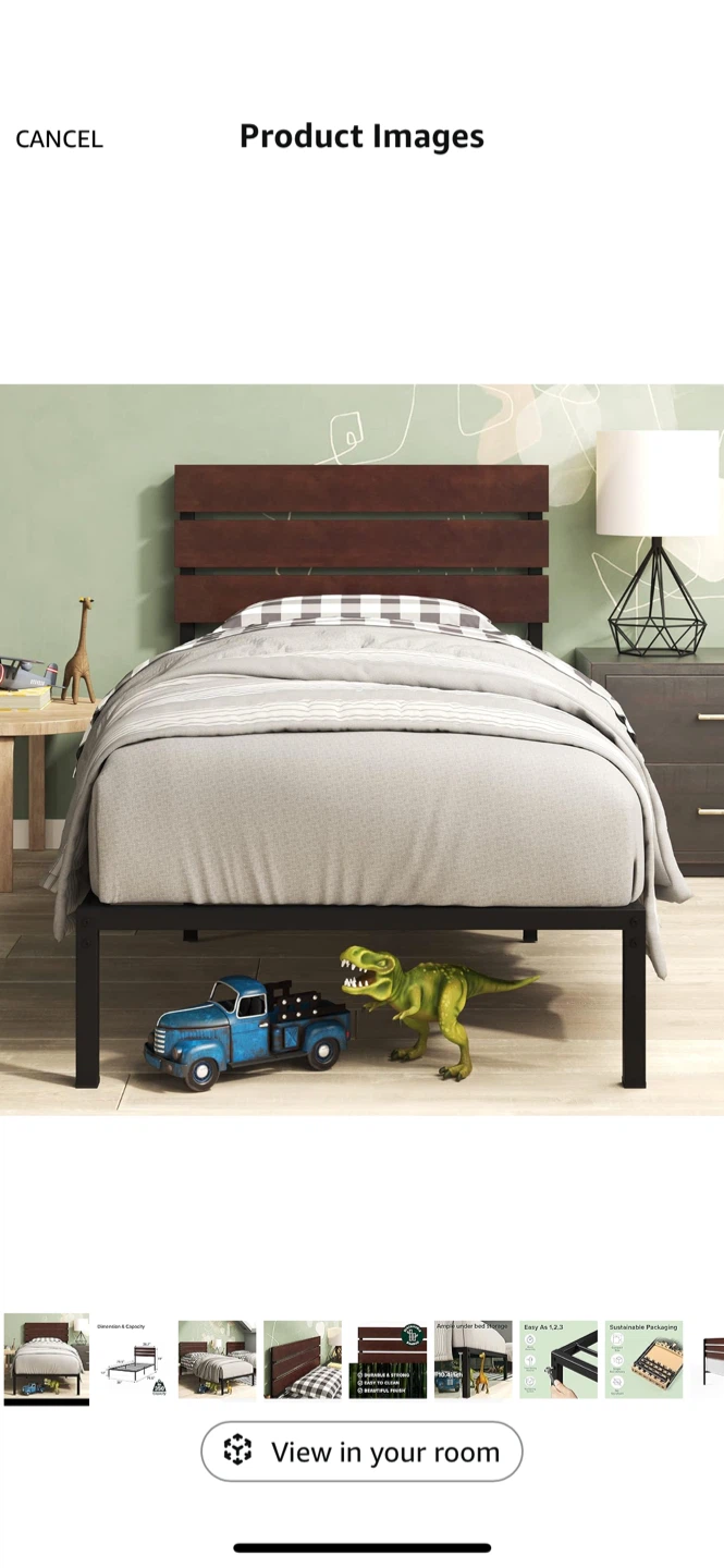 Twin Size Bed Frame with Headboard - photo 2