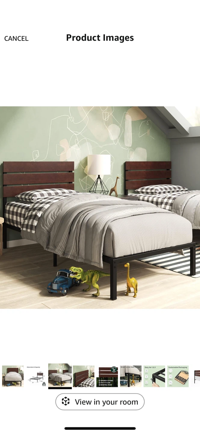 Twin Size Bed Frame with Headboard - photo 3