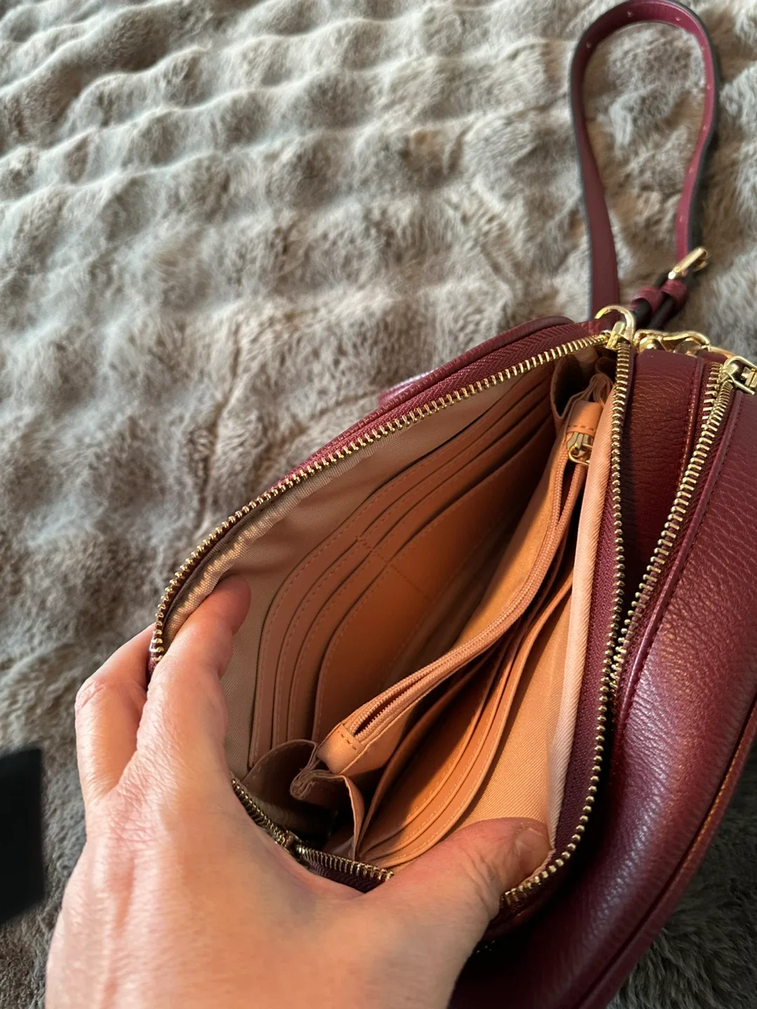 Poppy & Peonies Burgundy Crossbody Bag with Wallet image indicator(5)