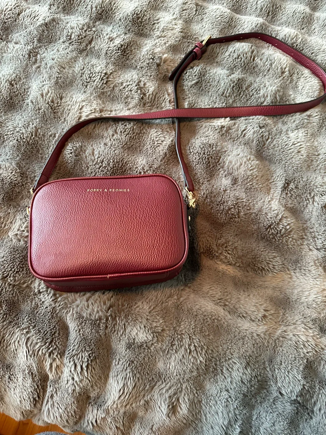 Poppy & Peonies Burgundy Crossbody Bag with Wallet