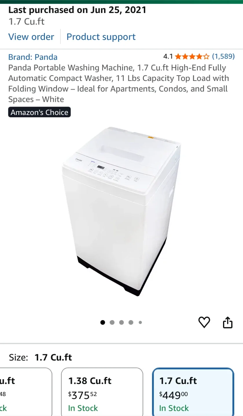 Panda Portable Washing Machine 1.7 Cu.ft