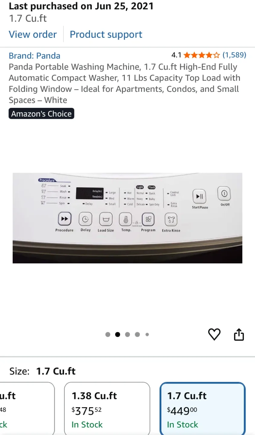 Panda Portable Washing Machine 1.7 Cu.ft image indicator(3)