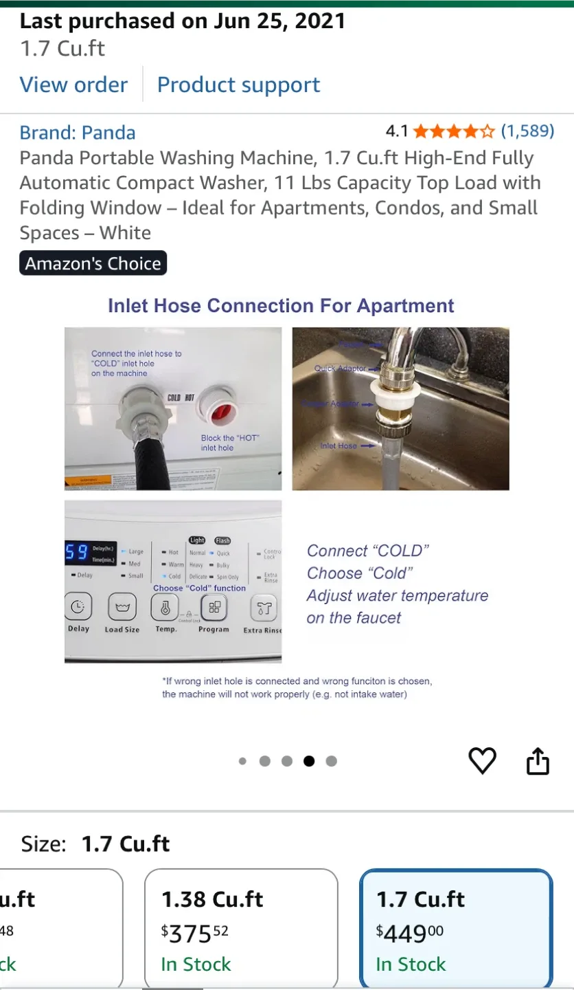 Panda Portable Washing Machine 1.7 Cu.ft image indicator(7)