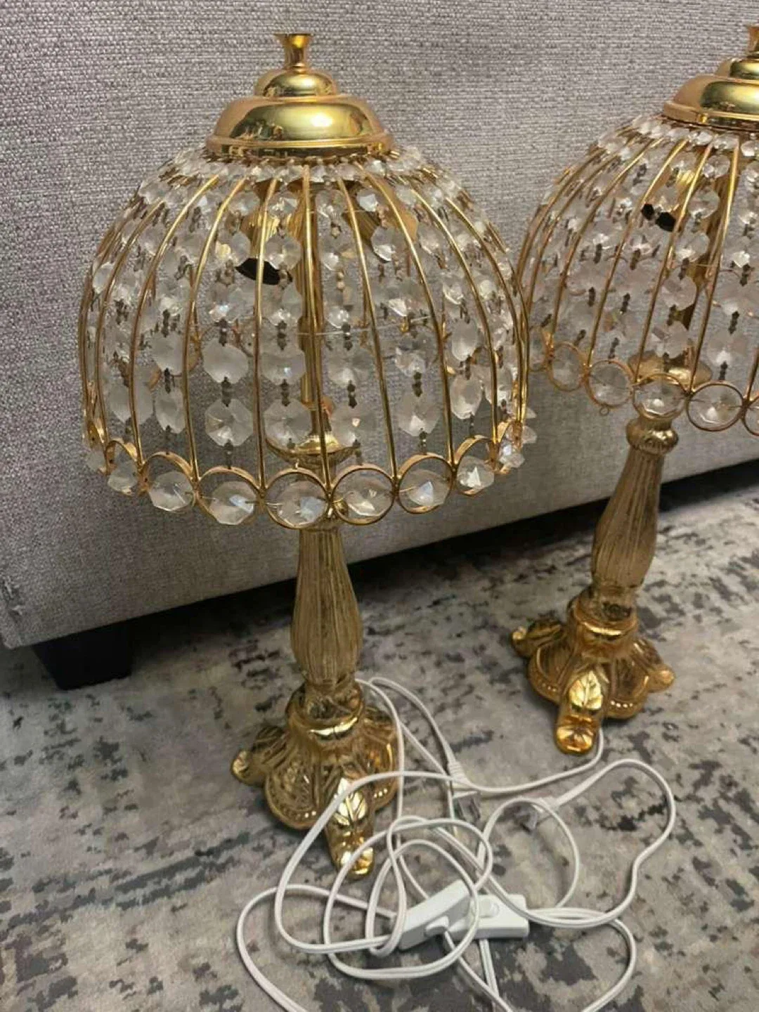 Set of Two Gold Crystal Lamps year 1937 image indicator(6)