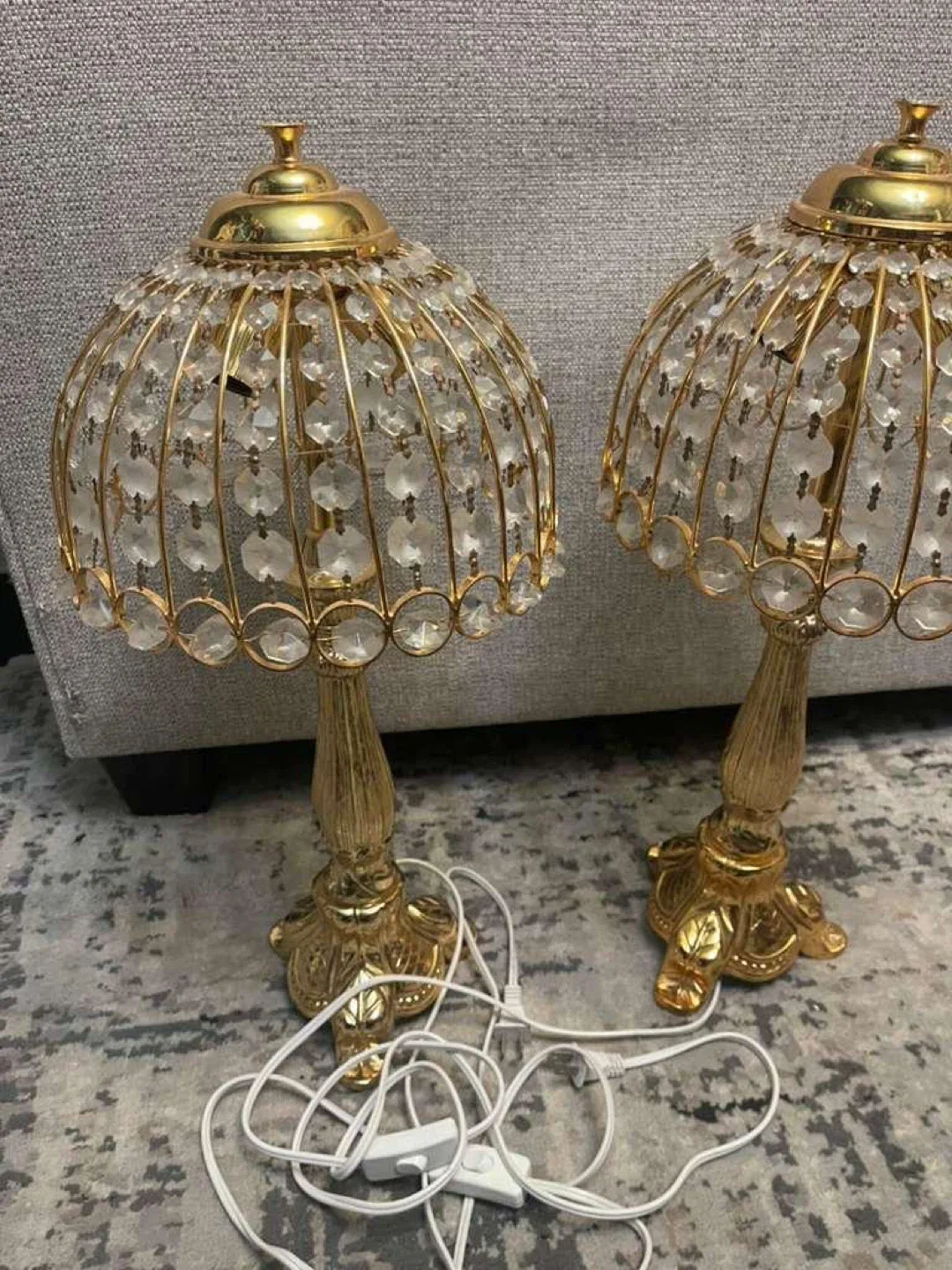 Set of Two Gold Crystal Lamps year 1937 image indicator(2)