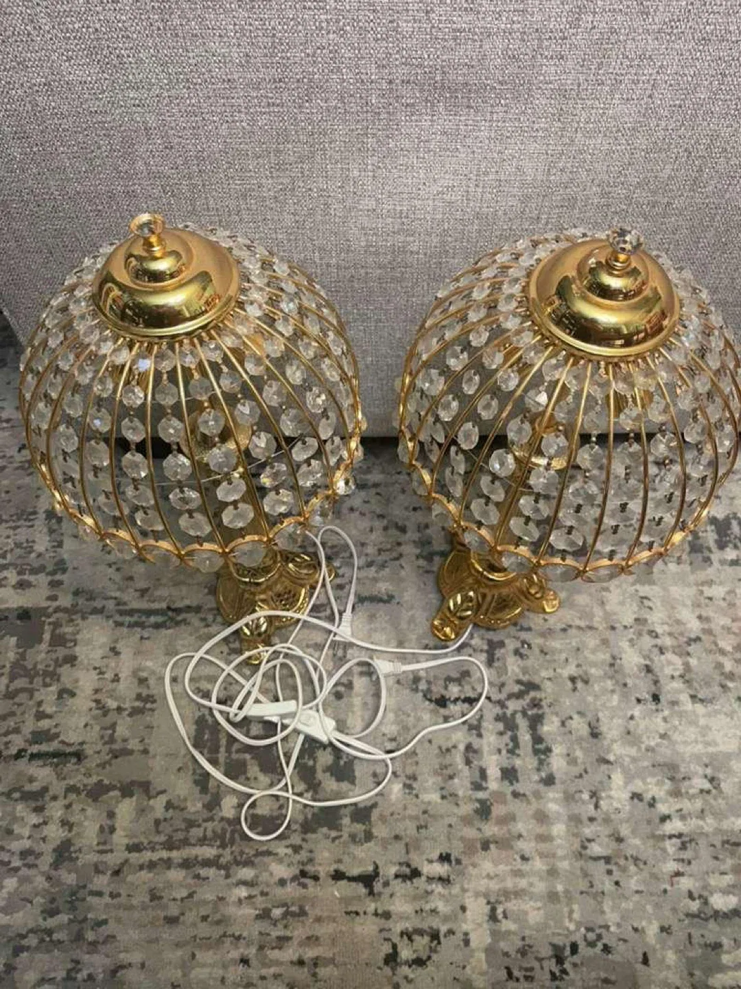 Set of Two Gold Crystal Lamps year 1937 image indicator(3)