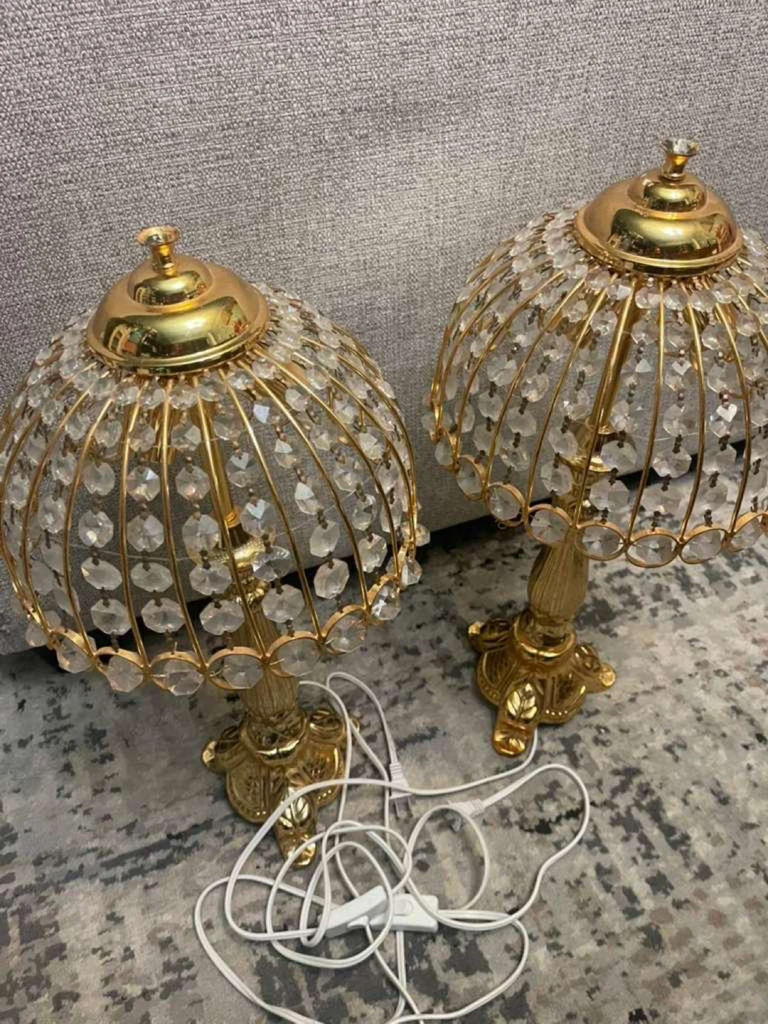 Set of Two Gold Crystal Lamps year 1937 image indicator(7)