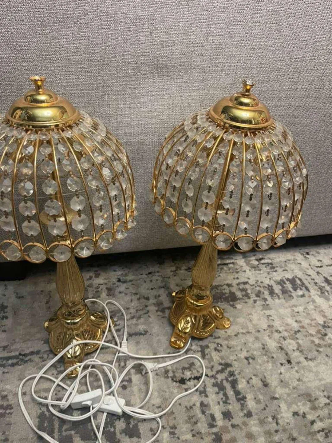 Set of Two Gold Crystal Lamps year 1937 image indicator(8)