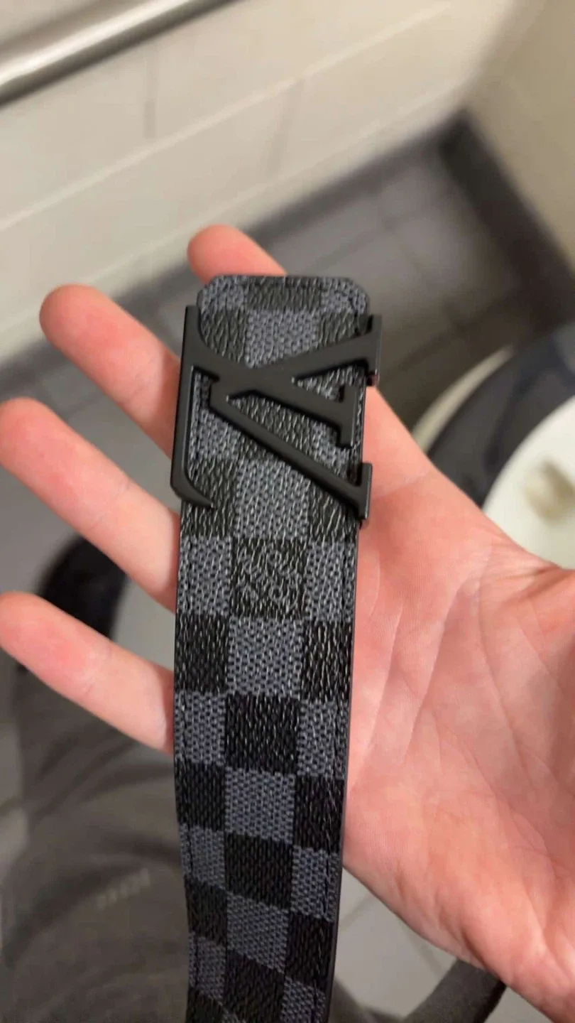 Louis Vuitton Black/Grey Damier Belt - Size 110/44