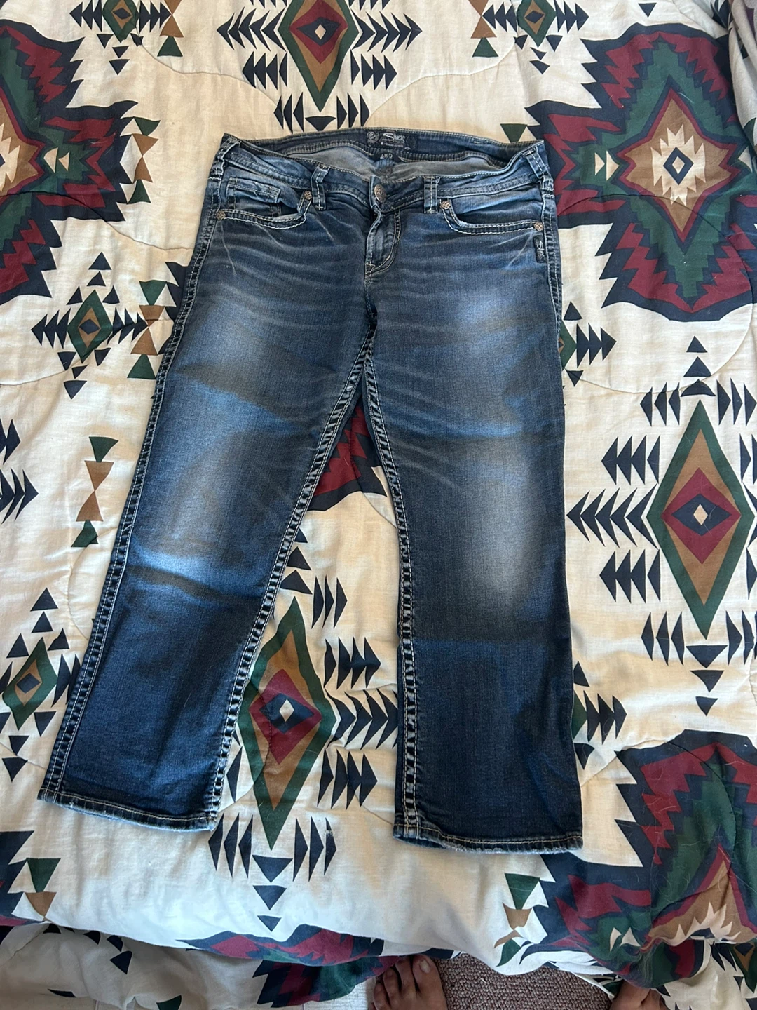 Silver Jean Capris