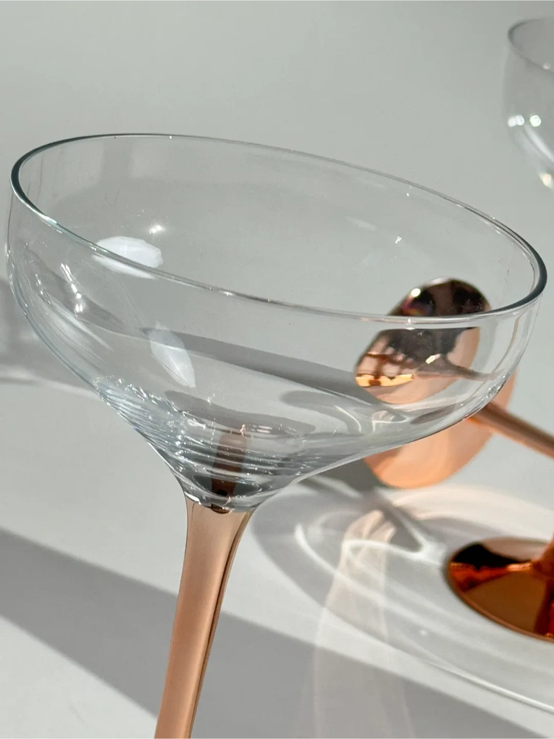 Set of 4 Coupe Glasses, Rose Gold Mirror Stem #Cleanout image indicator(2)