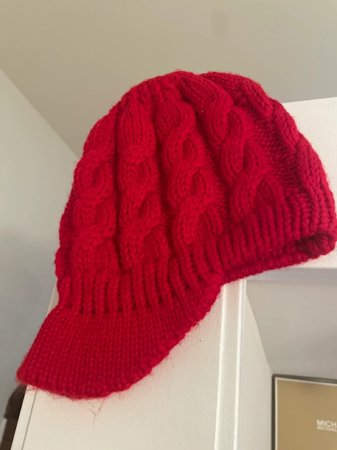 Red Knit Visor Hat brand new image indicator(4)