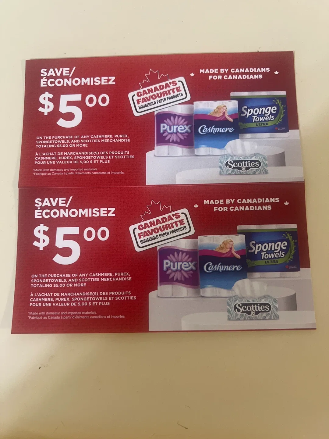 2 Coupon of Cashmere,Purex,SpongeTowels, and Scotties #cleanout