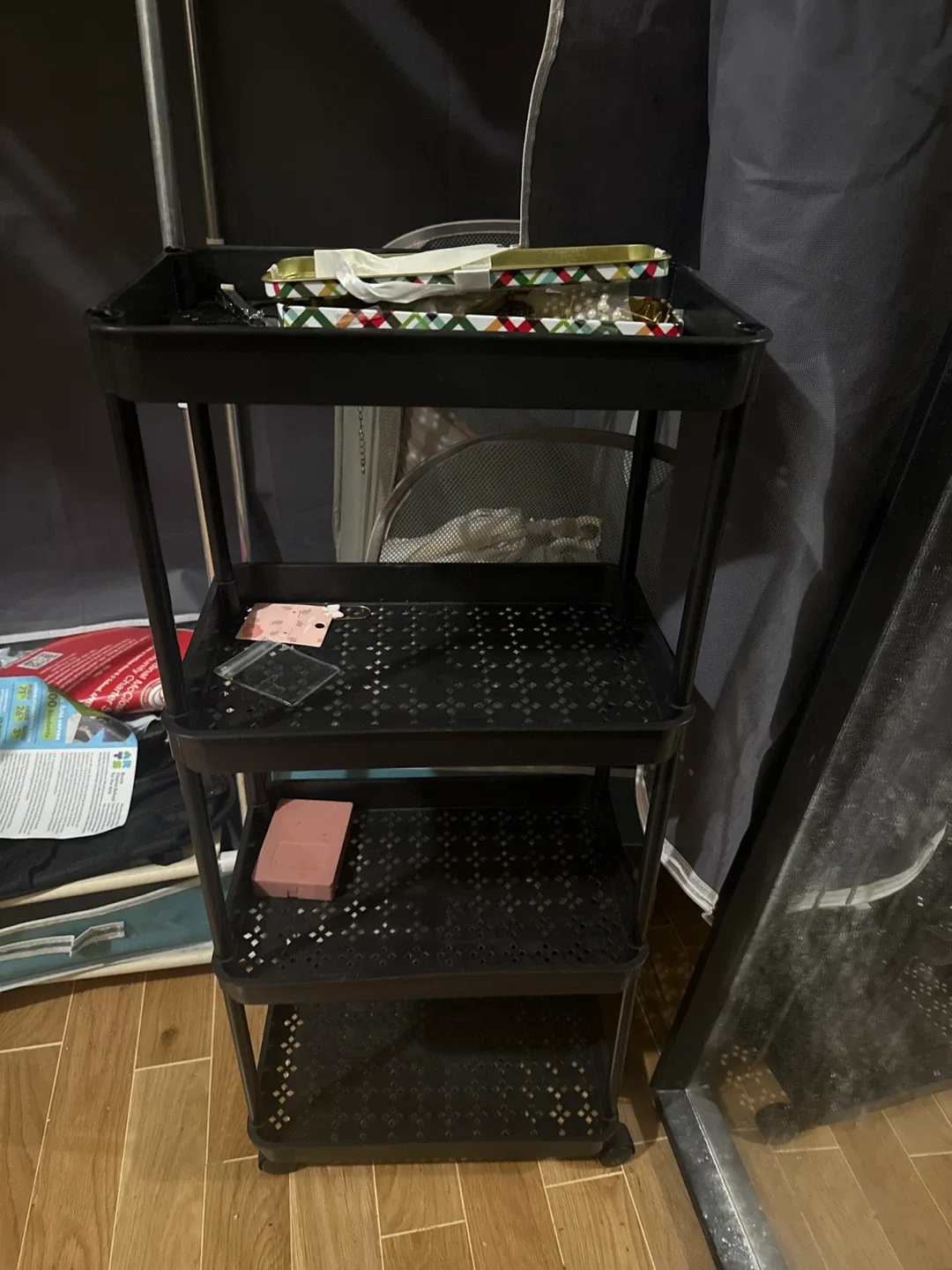 Black Rolling Cart - 4 Tier