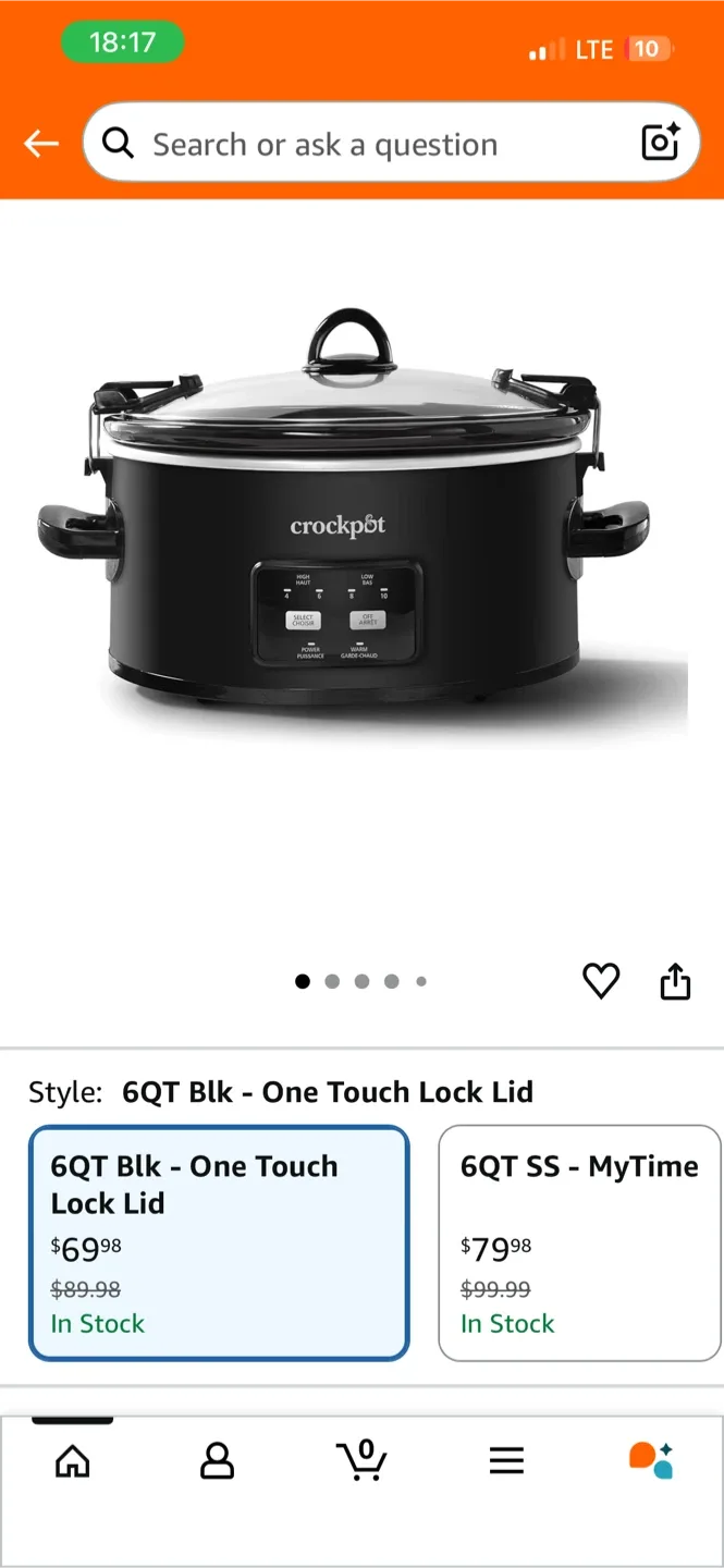 Crockpot 6QT Black One Touch Lock Lid  #Cleanout