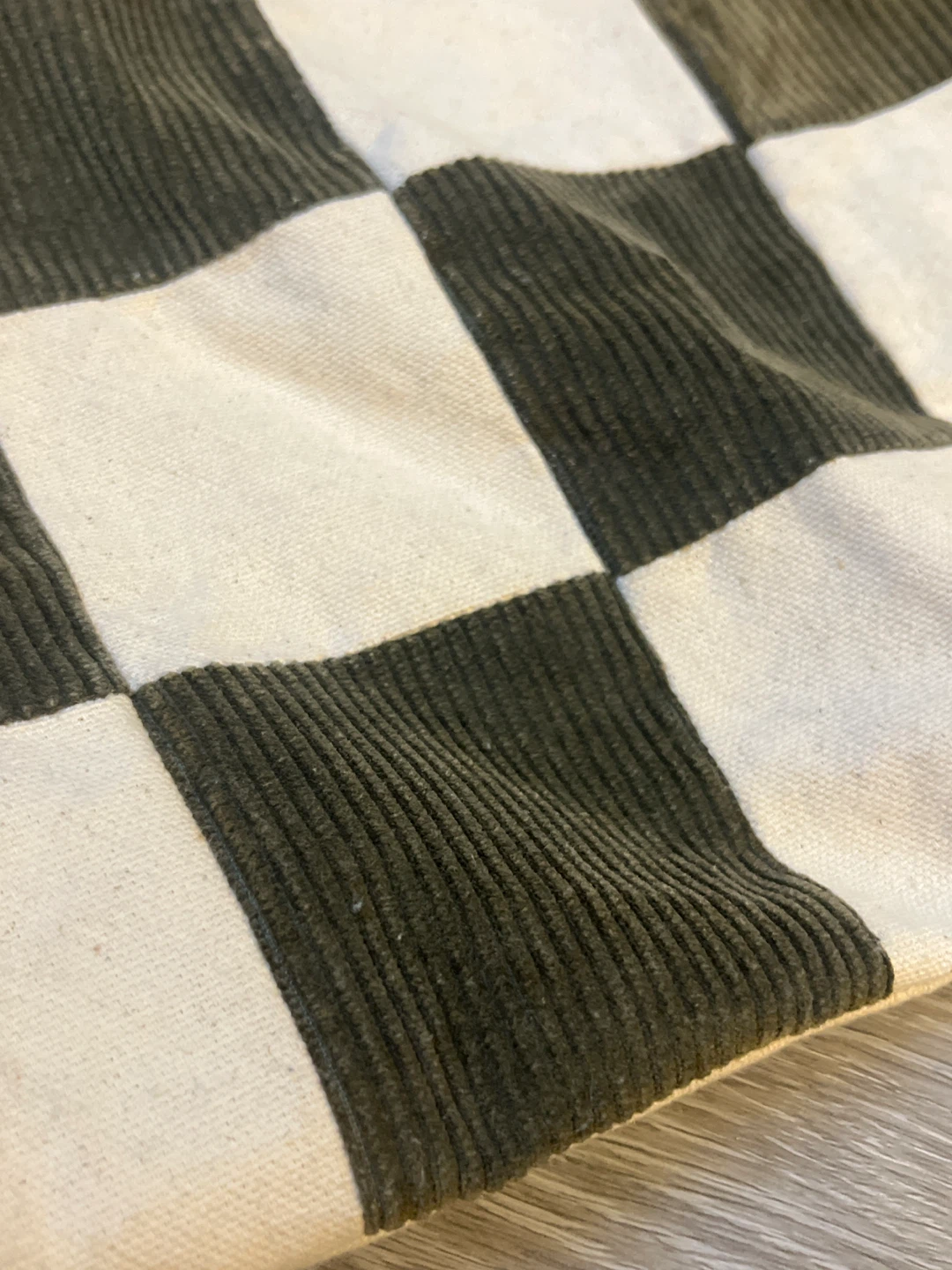 Checkered Corduroy Tote Bag - photo 2