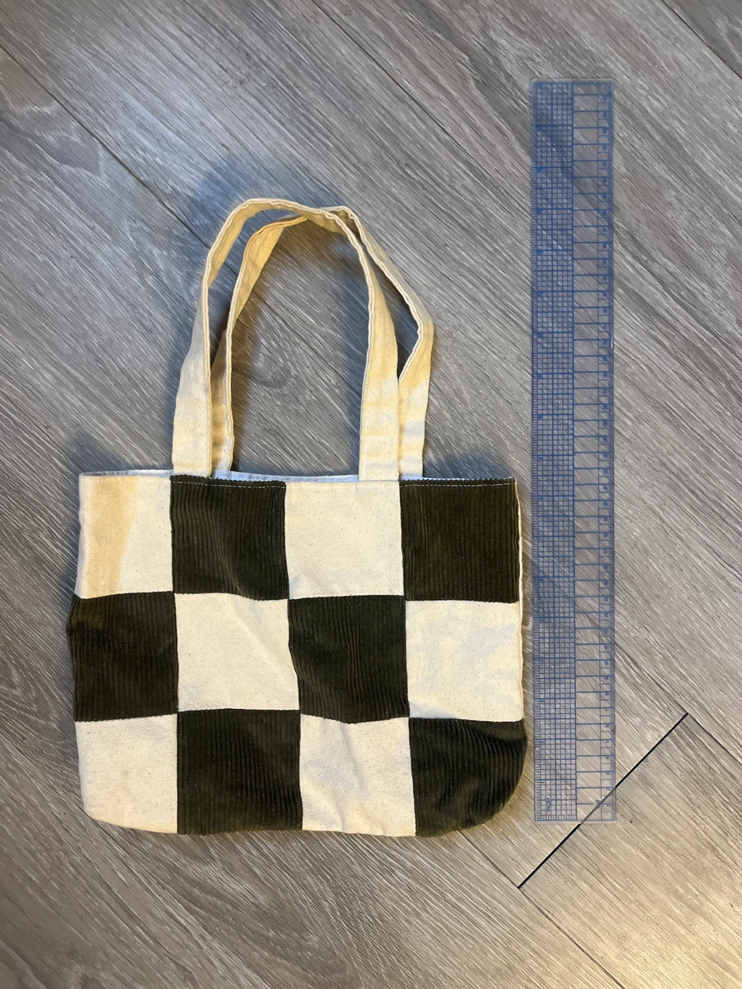 Checkered Corduroy Tote Bag