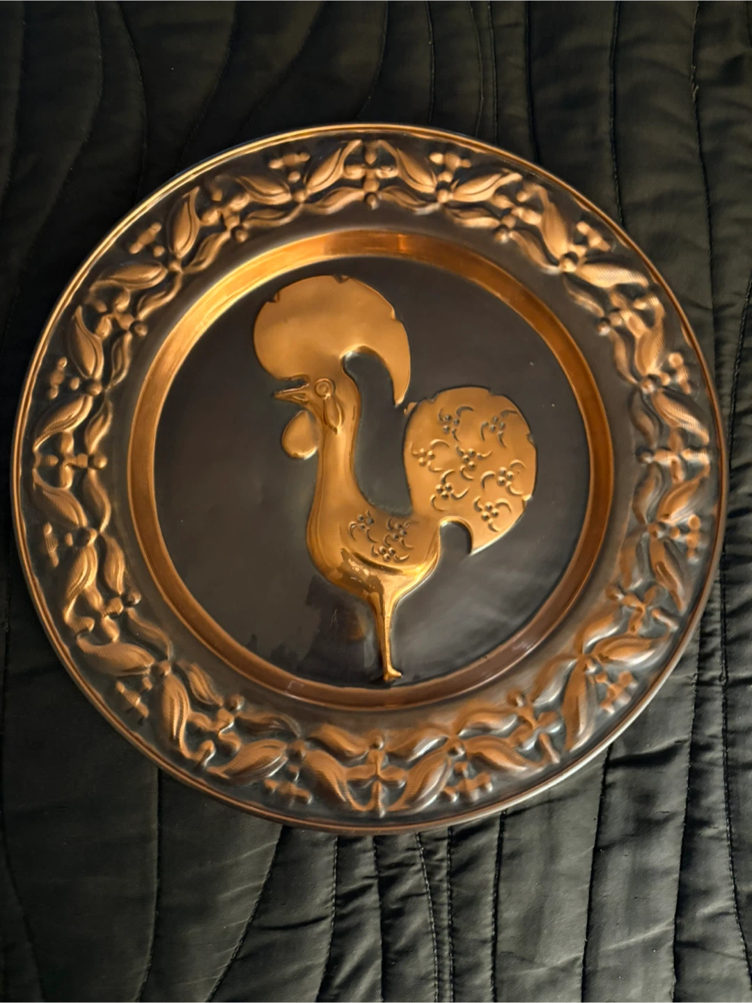 Vintage Copper Rooster Wall Plate
