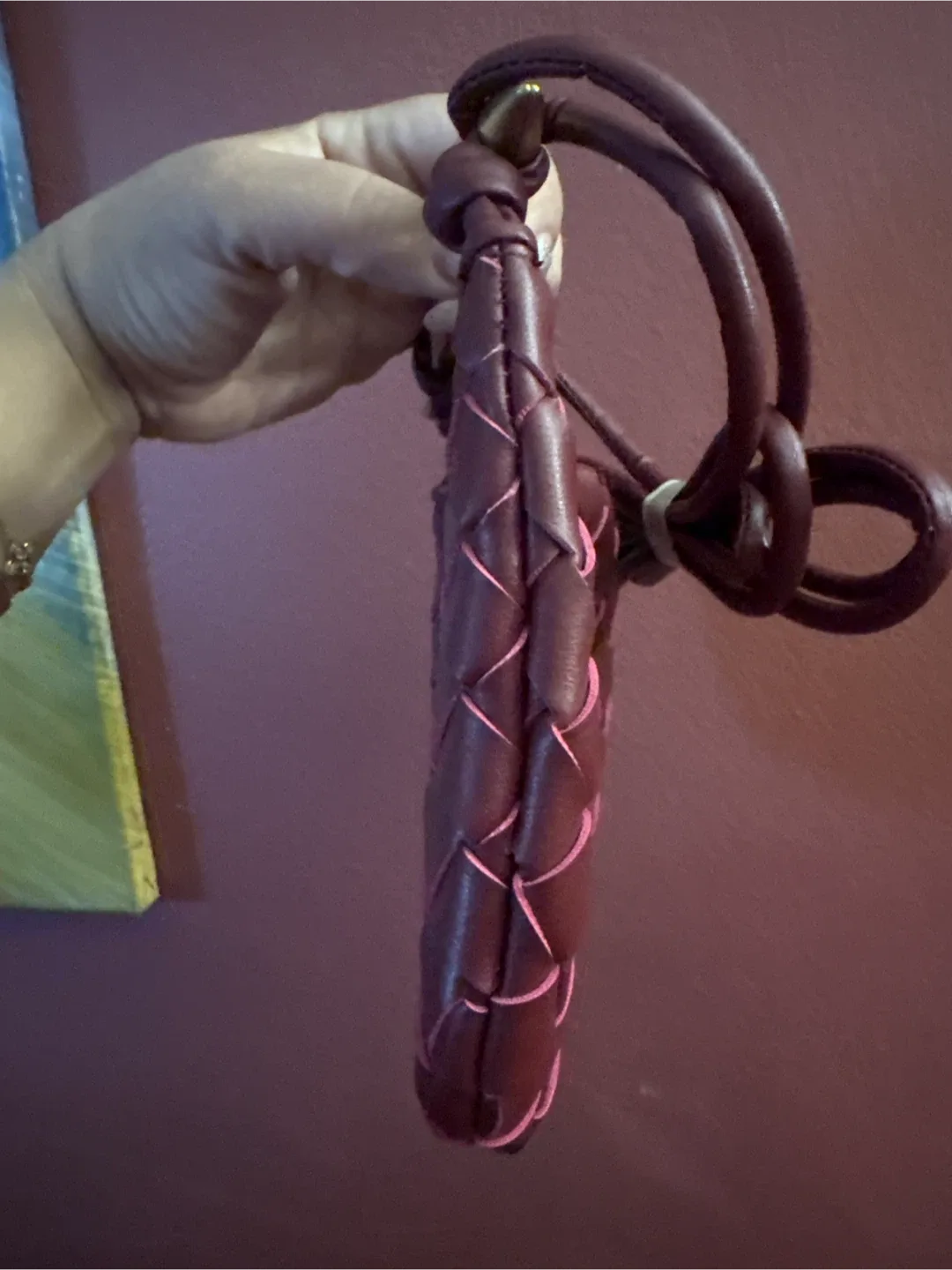 CEOS Burgundy Woven vegan Leather Handbag image indicator(9)