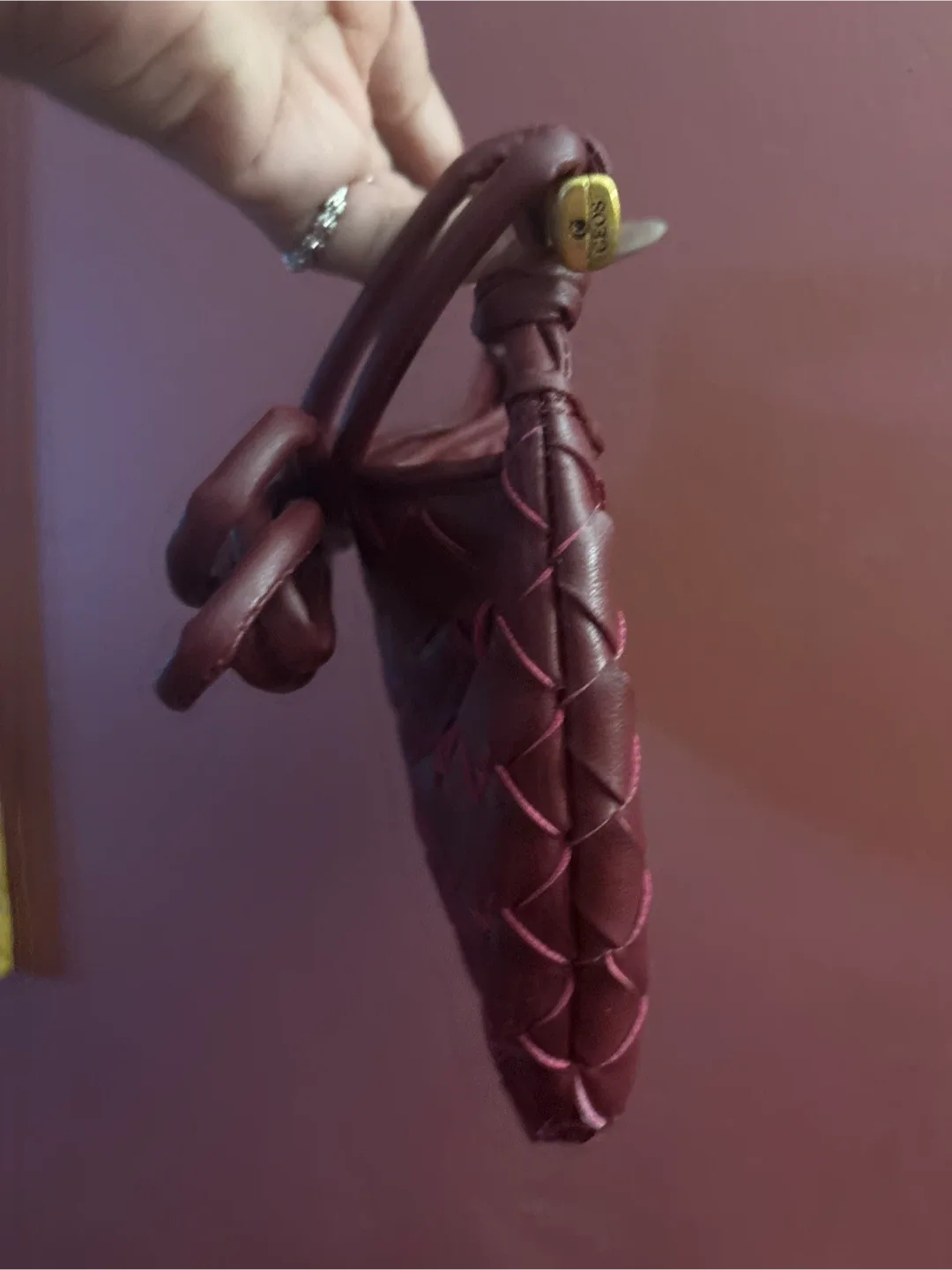 CEOS Burgundy Woven vegan Leather Handbag image indicator(10)