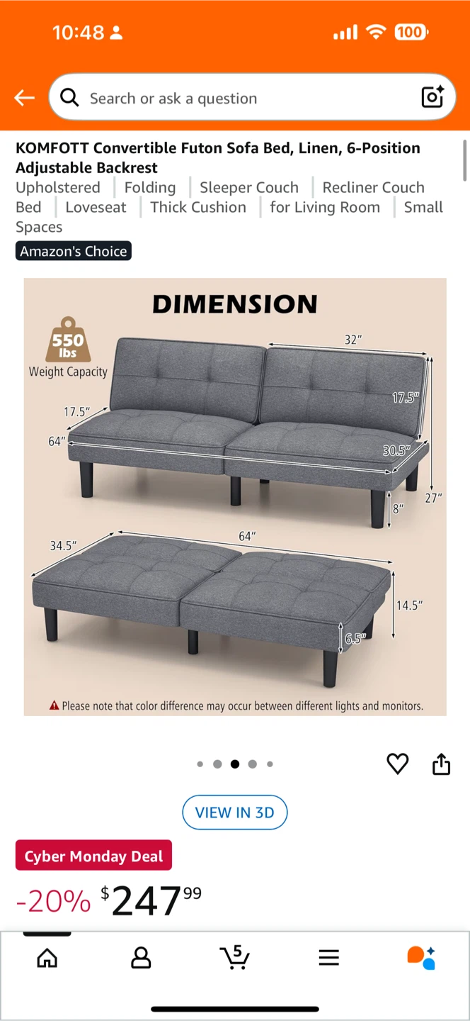 KOMFOTT Convertible Futon Sofa Bed - photo 3
