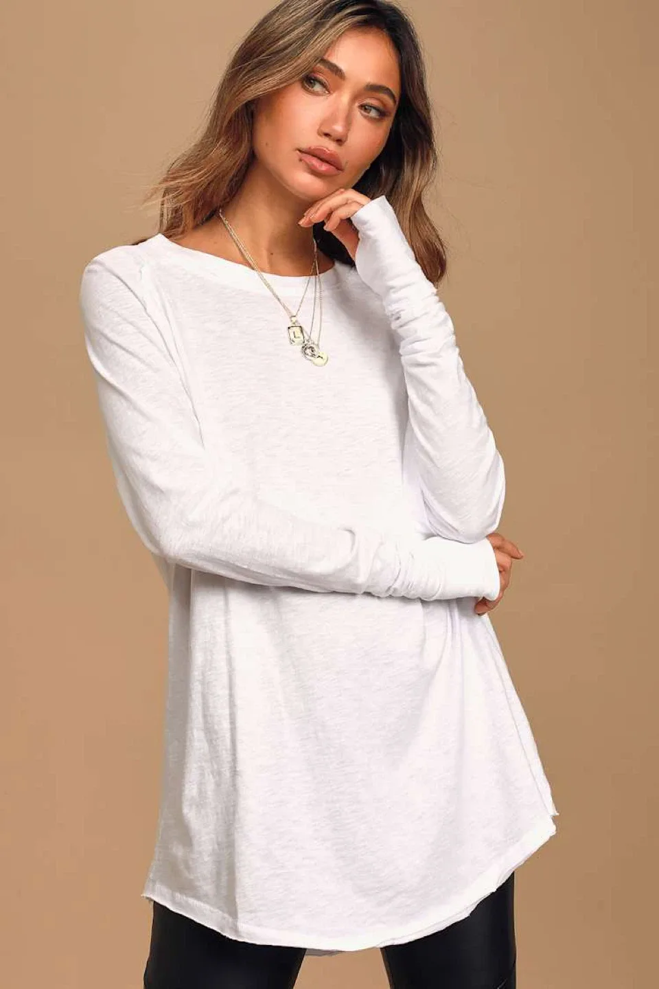#cleanout Free People Optic White Long Sleeve Top - Size XL image indicator(2)
