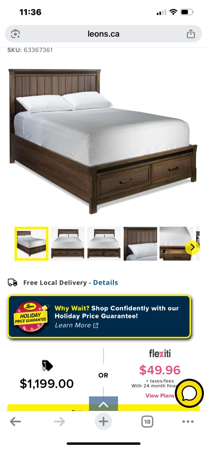 Leon's Queen Size Bed with Storage Drawers