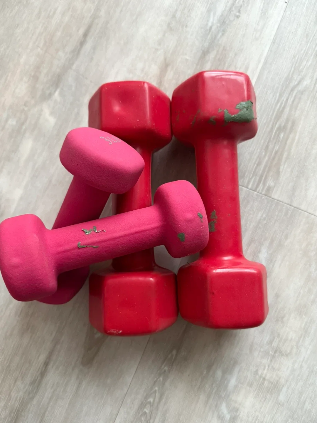 FREE - 2 Dumbbell Sets - Red & Pink