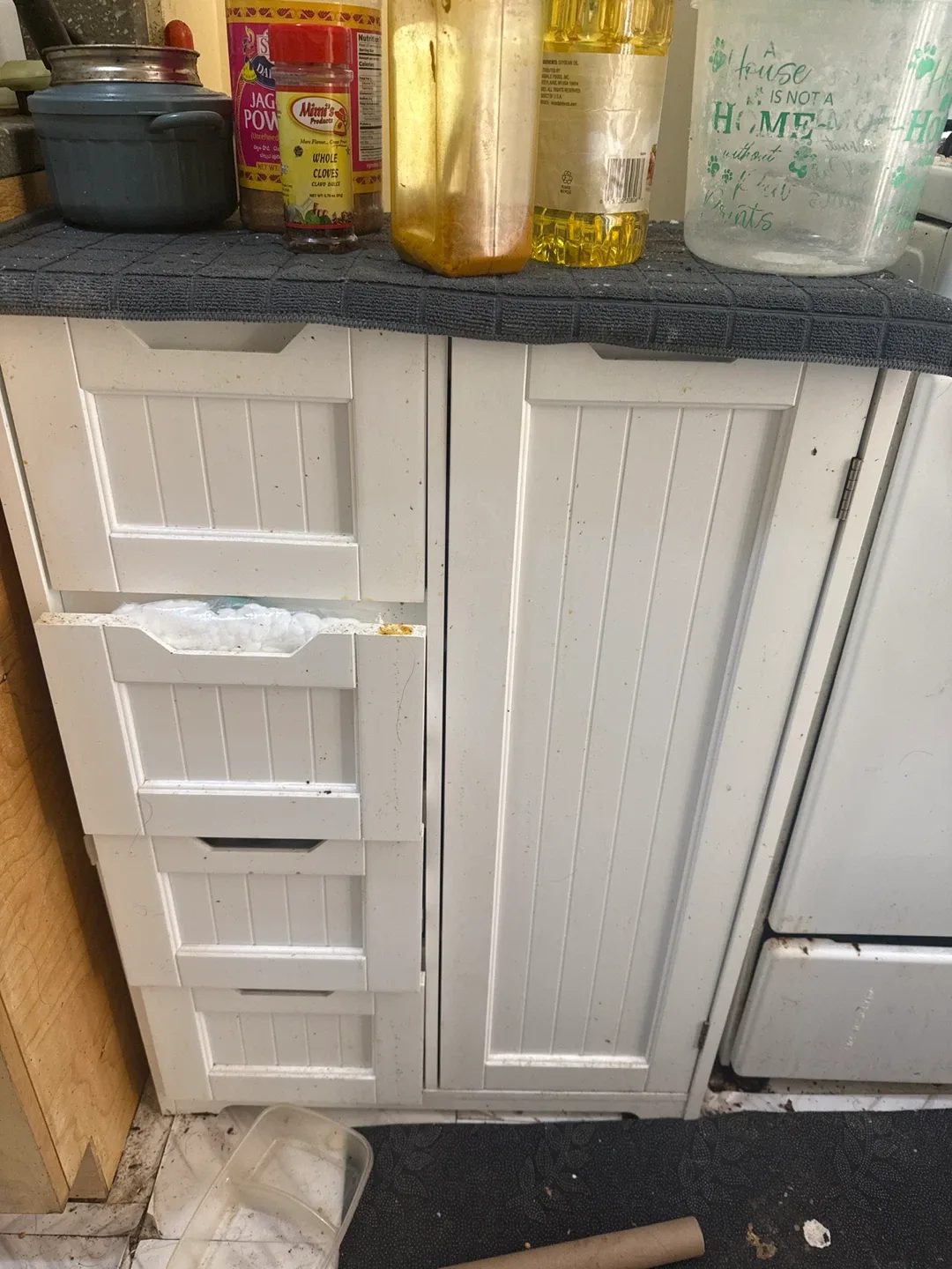 White Kitchen Cabinet with Drawers