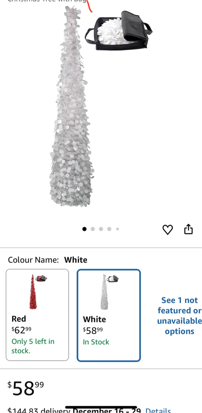 5 FT Tinsel Tree - White Christmas Tree with Bag - photo 2
