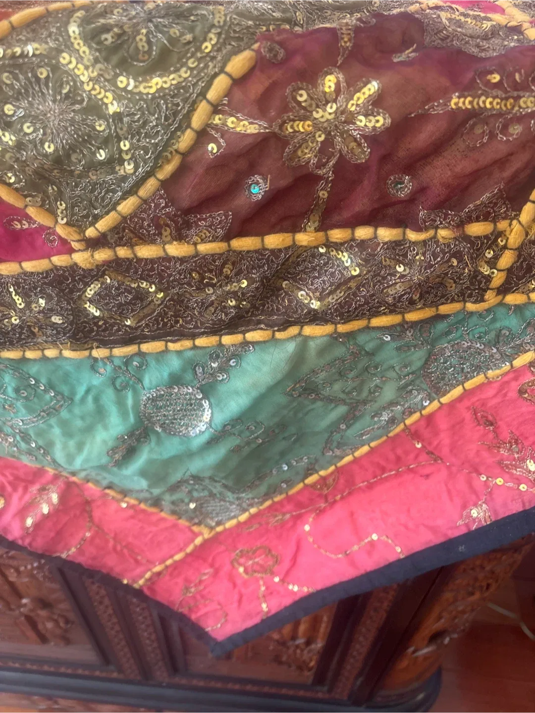 Decorative Patchwork  Embroidered Table Cloth image indicator(3)