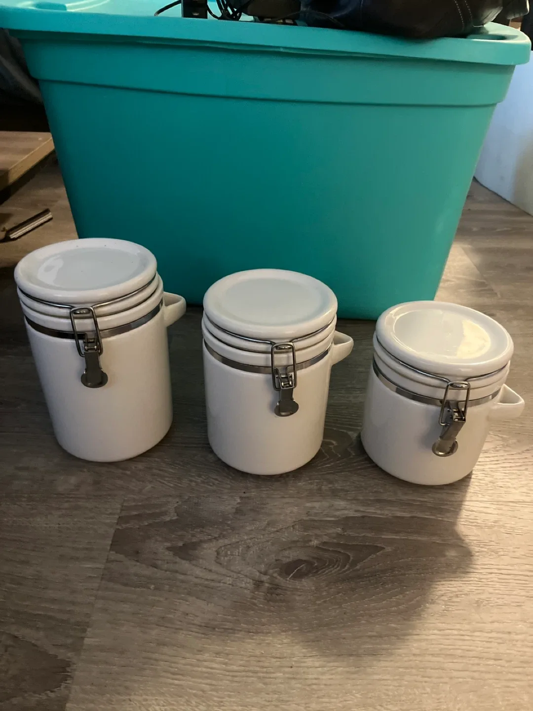 3 White Ceramic Canisters