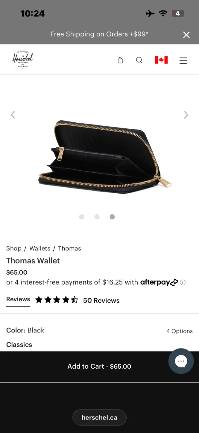 NEW Herschel Thomas Wallet - Black