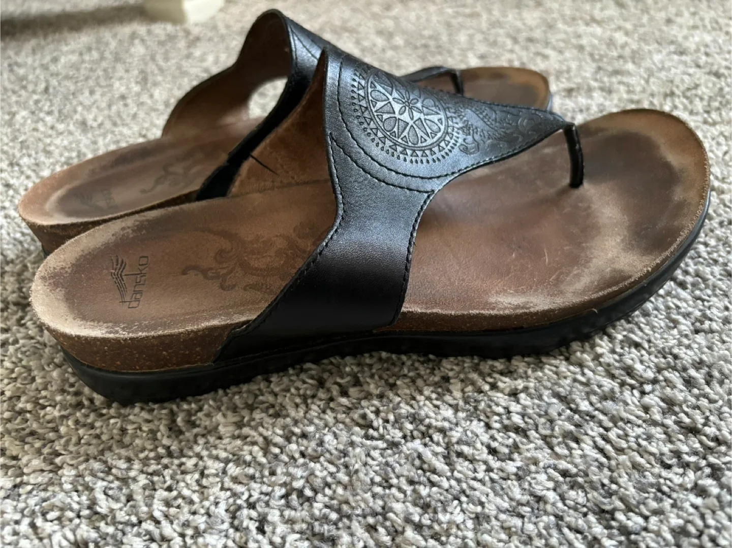 Dansko Black Leather Sandals - Size 38